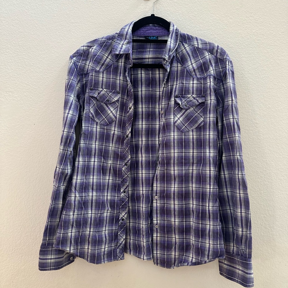 Kuhl Women's Purple Plaid Button-Up Shirt L